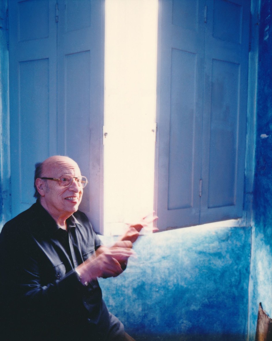 Jean-Jacques Perrey at David Chazam’s studio, 1996. Photograph by Clayton Burkhart.