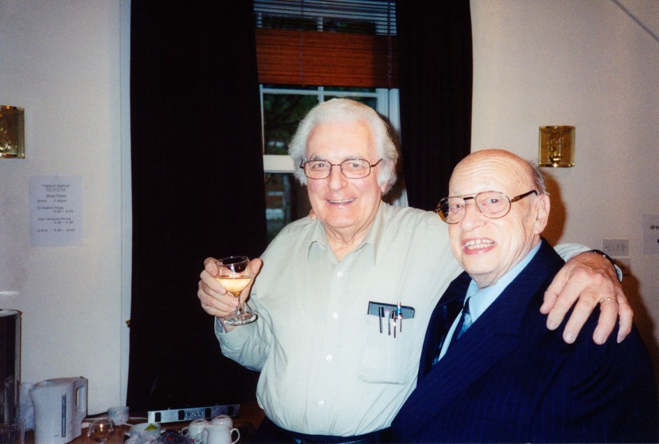 Bob Moog and Jean-Jacques Perrey, in Scotland for the Tryptich Music Festival, 2002.